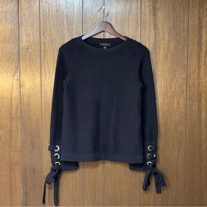 Ann Taylor Black Knit
Lace-Up Sleeve Top — Women's XS